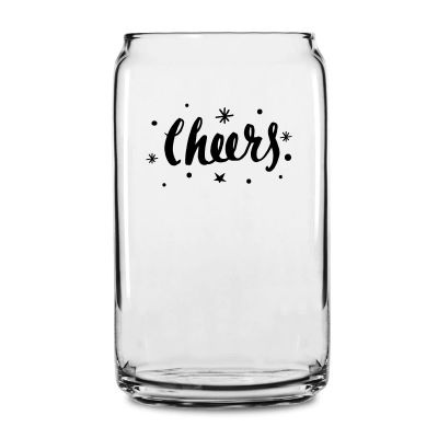 Personalized 16 oz Custom Can Shaped Glass - Sparkly Cheers - Customized Can Glasses