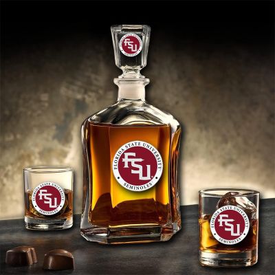 Florida State University - Capitol Decanter with 2 Double Old Fashioned Glasses in Chest