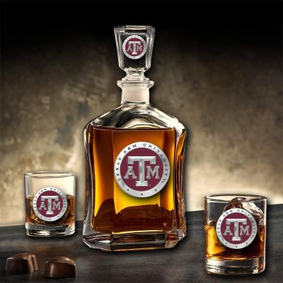 Texas A&M - Capitol Decanter with 2 Double Old Fashioned Glasses