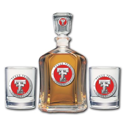 Texas Tech - Capitol Decanter with 2 Double Old Fashioned Glasses