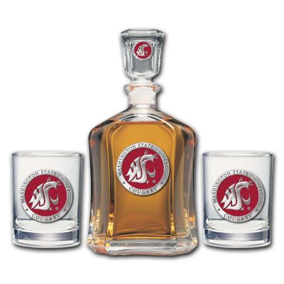 Washington State University Cougars - Capitol Decanter with 2 Double Old Fashioned Glasses