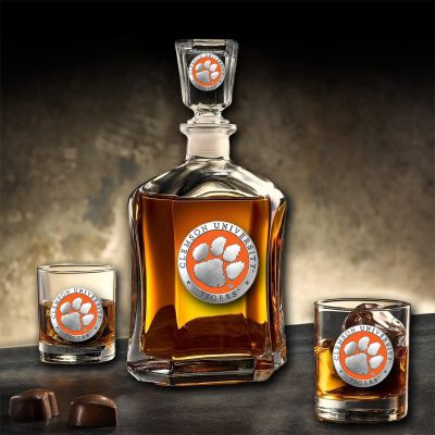 Clemson University Tigers - Capitol Decanter with 2 Double Old Fashioned Glasses