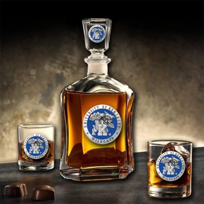 University of Kentucky Wildcats - Capitol Decanter with 2 Double Old Fashioned Glasses