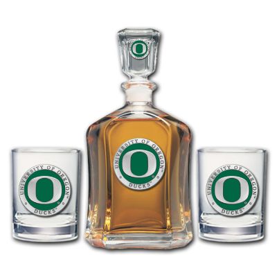 University of Oregon Ducks - Capitol Decanter with 2 Double Old Fashioned Glasses