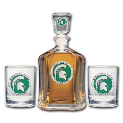 Michigan State Spartans - Capitol Decanter with 2 Double Old Fashioned Glasses