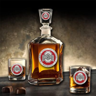 Ohio State Buckeyes - Capitol Decanter with 2 Double Old Fashioned Glasses
