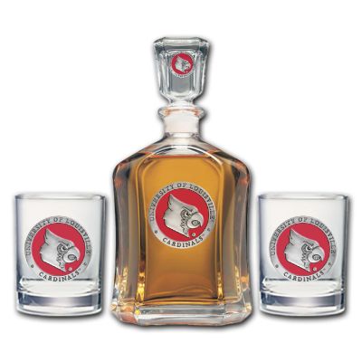 University of Louisville Cardinals - Capitol Decanter with 2 Double Old Fashioned Glasses