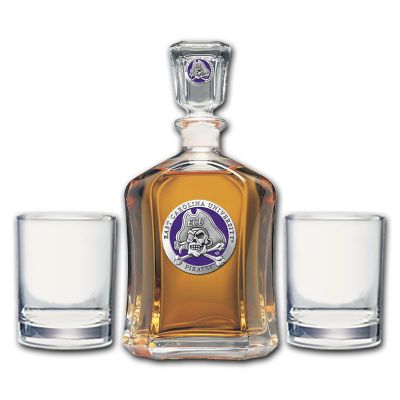 East Carolina University Pirates - Capitol Decanter with 2 Double Old Fashioned Glasses