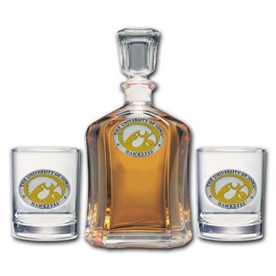 Iowa Hawkeyes - Capitol Decanter with 2 Double Old Fashioned Glasses