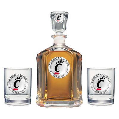 Cincinnati Bearcats - Capitol Decanter with 2 Double Old Fashioned Glasses