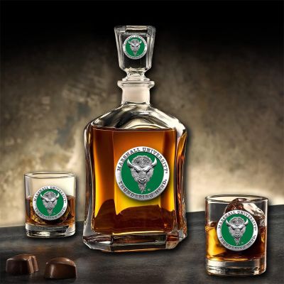 Marshall Thundering Herd - Capitol Decanter with 2 Double Old Fashioned Glasses