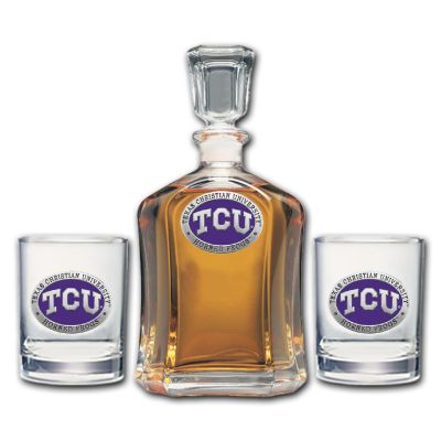Texas Christian University - Horned Frogs - Capitol Decanter with 2 Double Old Fashioned Glasses