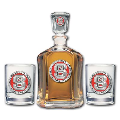 North Carolina State University Wolfpack - Capitol Decanter with 2 Double Old Fashioned Glasses