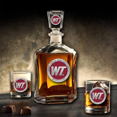 West Texas A&M University Buffaloes - Capitol Decanter with 2 Double Old Fashioned Glasses