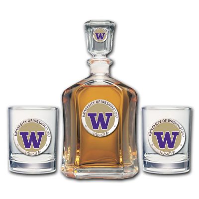 University of Washington Huskies - Capitol Decanter with 2 Double Old Fashioned Glasses