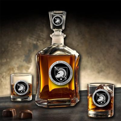 US Military Academy - Capitol Decanter with 2 Double Old Fashioned Glasses