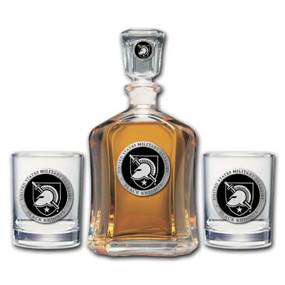 US Military Academy - Capitol Decanter with 2 Double Old Fashioned Glasses