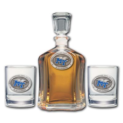 Middle Tennessee State Blue Raiders - Capitol Decanter with 2 Double Old Fashioned Glasses