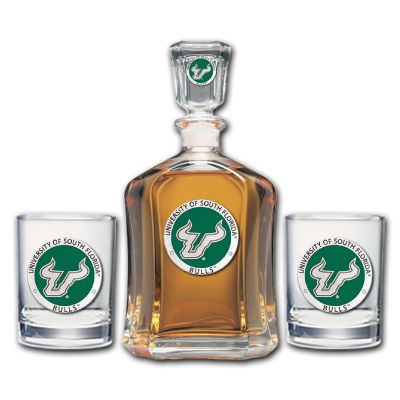 University of South Florida Bulls - Capitol Decanter with 2 Double Old Fashioned Glasses
