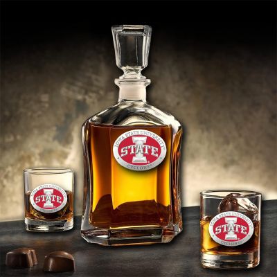 Iowa State Cyclones  - Capitol Decanter with 2 Double Old Fashioned Glasses in Chest
