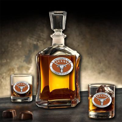 University of Texas Longhorns - Capitol Decanter with 2 Double Old Fashioned Glasses in Chest