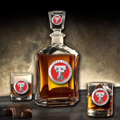 Texas Tech - Capitol Decanter with 2 Double Old Fashioned Glasses in Chest