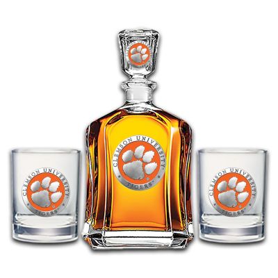 Clemson University Tigers - Capitol Decanter with 2 Double Old Fashioned Glasses