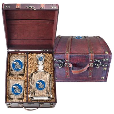 University of Kansas Jayhawks  - Capitol Decanter with 2 Double Old Fashioned Glasses in Chest