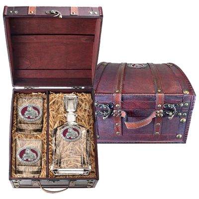 Mississippi State University Bulldogs - Capitol Decanter with 2 Double Old Fashioned Glasses in Chest