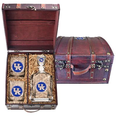 University of Kentucky - Capitol Decanter with 2 Double Old Fashioned Glasses in Chest