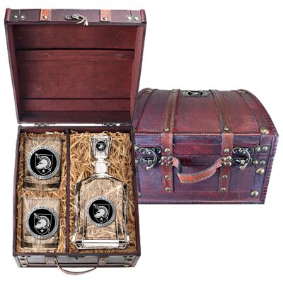 US Military Academy - Capitol Decanter with 2 Double Old Fashioned Glasses in Chest