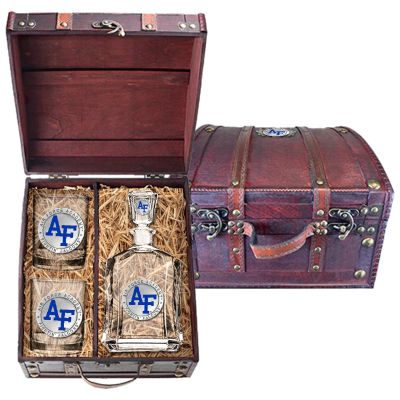 US Air Force Academy - Capitol Decanter with 2 Double Old Fashioned Glasses in Chest