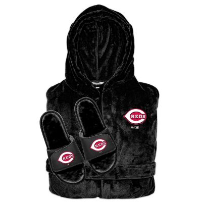 Cincinnati Reds Faux Fur Slide Sandals & Robe Bundle