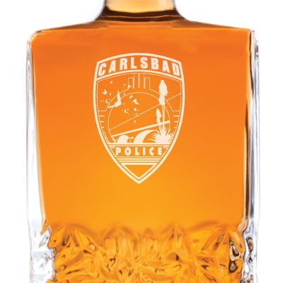 Custom Engraved Police Badges  - Personalized Excalibur Decanter Set - Carlsbad NM Police Patch