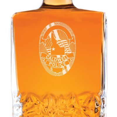 Custom Engraved Police Badges  - Personalized Excalibur Decanter Set - Caldwell ID Police Badge
