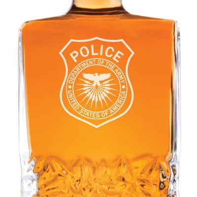 Custom Engraved Police Badges  - Personalized Excalibur Decanter Set - Dept. of the Army Police Badge