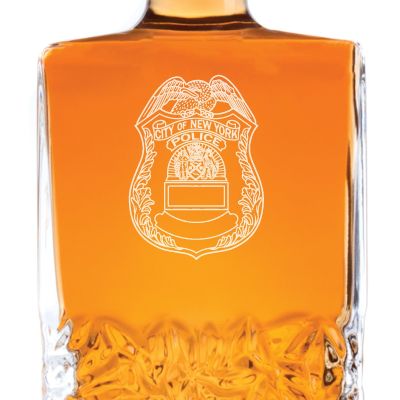 Custom Engraved Police Badges  - Personalized Excalibur Decanter Set - City of New York Police Badge