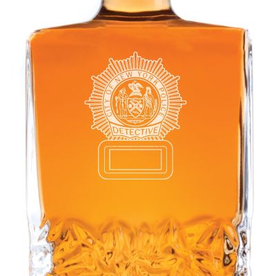 Custom Engraved Police Badges  - Personalized Excalibur Decanter Set - City of New York Police Detective Badge