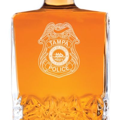 Custom Engraved Police Badges  - Personalized Excalibur Decanter Set - Tampa Police Badge