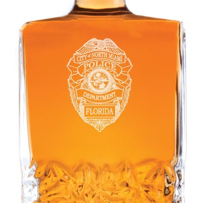 Custom Engraved Police Badges  - Personalized Excalibur Decanter Set - North Miami Police Badge