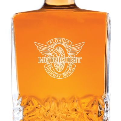 Custom Engraved Police Badges  - Personalized Excalibur Decanter Set - Florida Motor Unit Highway Patrol