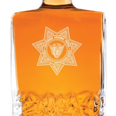 Custom Engraved Police Badges  - Personalized Excalibur Decanter Set - CHP-PSDA Badge