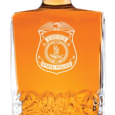 Custom Engraved Police Badges  - Personalized Excalibur Decanter Set - Virginia State Police Badge