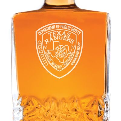 Custom Engraved Police Badges  - Personalized Excalibur Decanter Set - Dept. of Public Safety Texas Rangers Patch