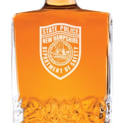 Custom Engraved Police Badges  - Personalized Excalibur Decanter Set - State Police New Hampshire Patch