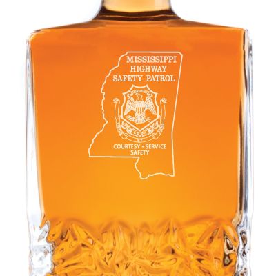 Custom Engraved Police Badges  - Personalized Excalibur Decanter Set - Mississippi Highway Safety Patrol Patch