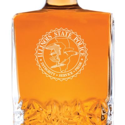 Custom Engraved Police Badges  - Personalized Excalibur Decanter Set - Illinois State Police Patch