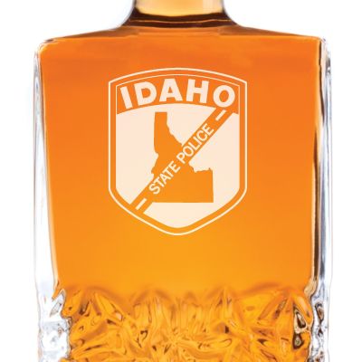 Custom Engraved Police Badges  - Personalized Excalibur Decanter Set - Idaho State Police Patch