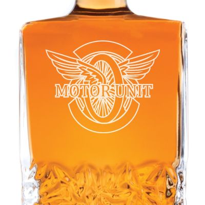 Custom Engraved Police Badges  - Personalized Excalibur Decanter Set - Blank Winged Wheel Motor Unit