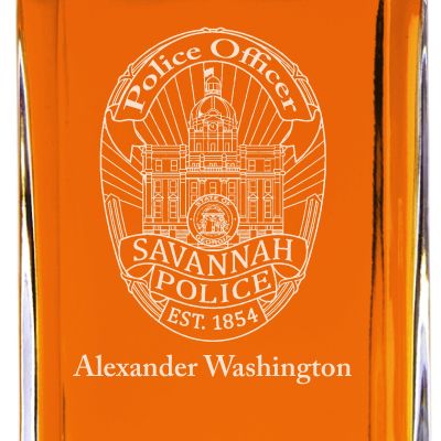 Custom Engraved - Police Badges - Classic Personalized Whiskey Decanter Set - Savannah Police Badges 